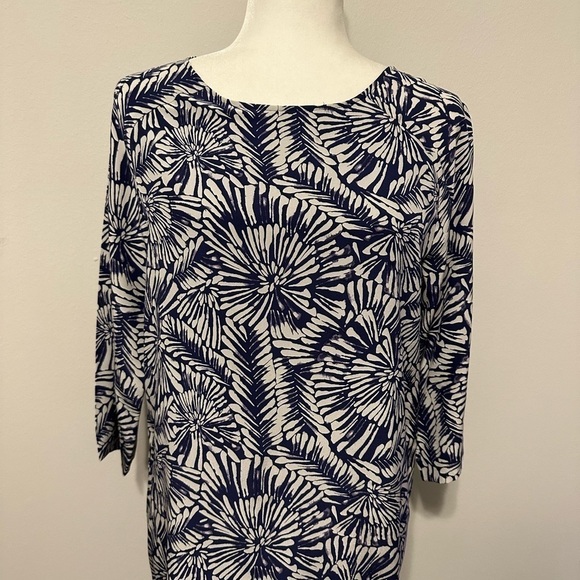 Garnet Hill Silk Navy White Tunic Sheath A Line Shift Dress size 2 - Picture 6 of 8